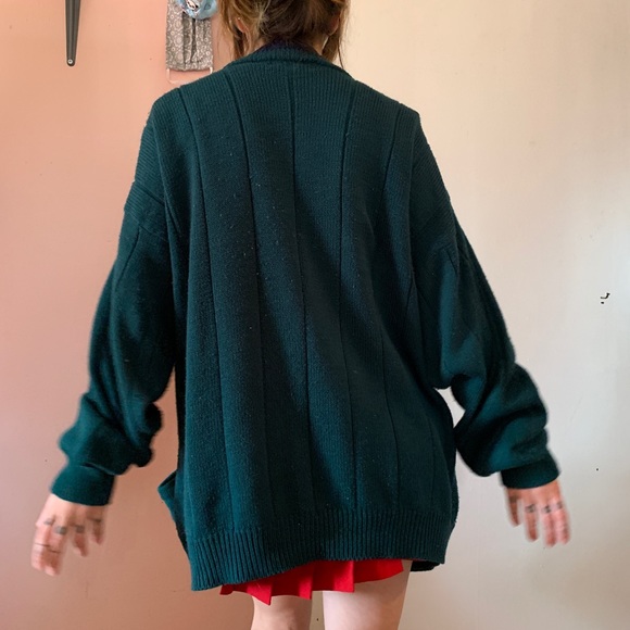 Vintage Baggy Green Cardigan Sweater - Picture 4 of 4